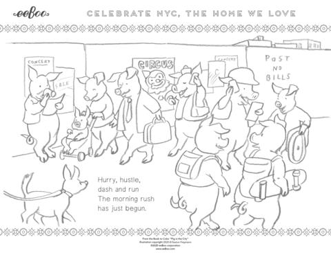 Download a Free Coloring Page: Morning Rush of New York City