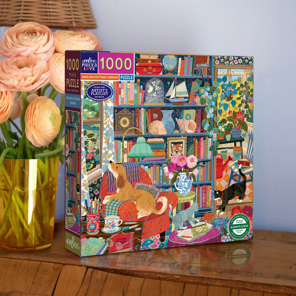 English Cottage Library 1000 Piece Puzzle