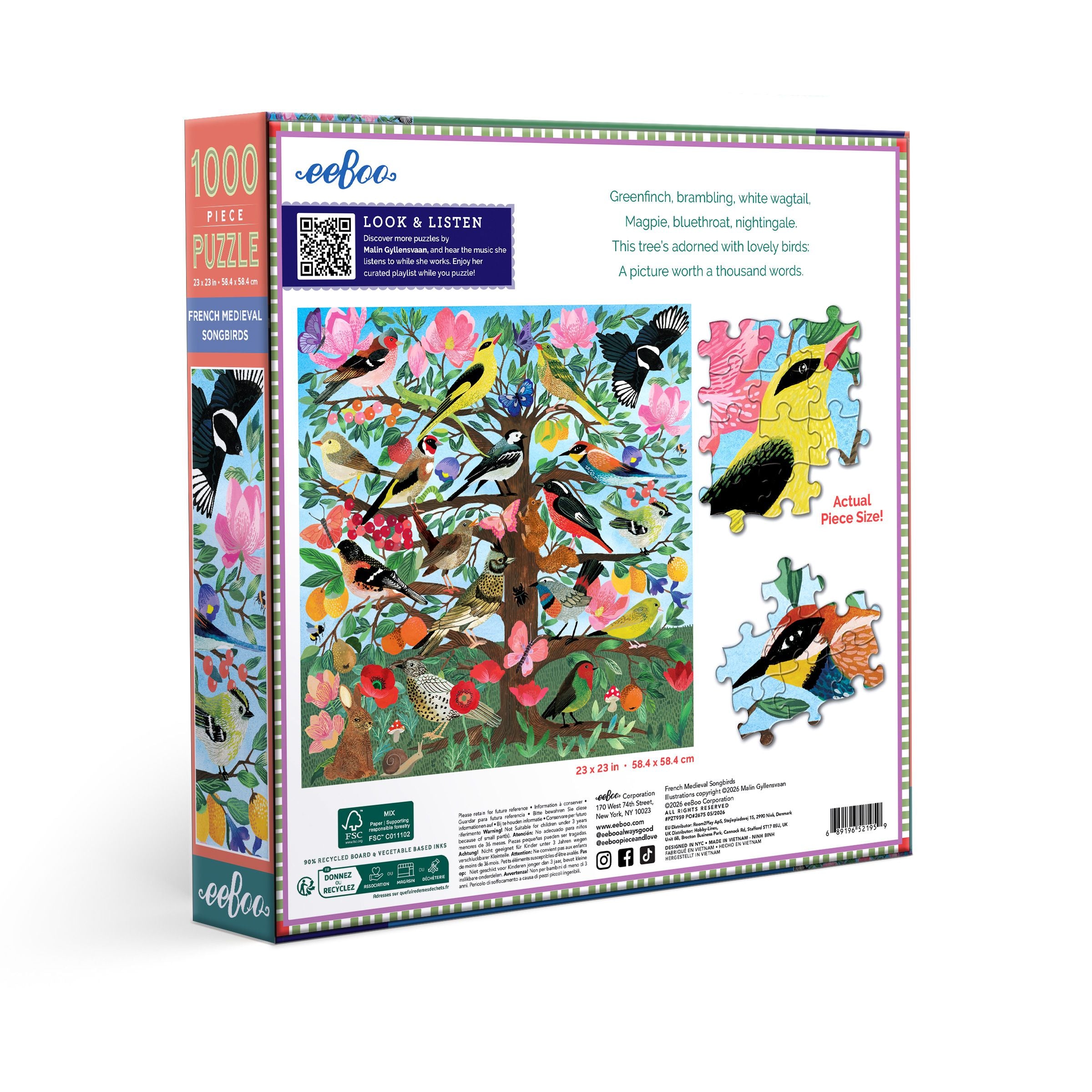 French Medieval Songbirds 1000 Piece Puzzle