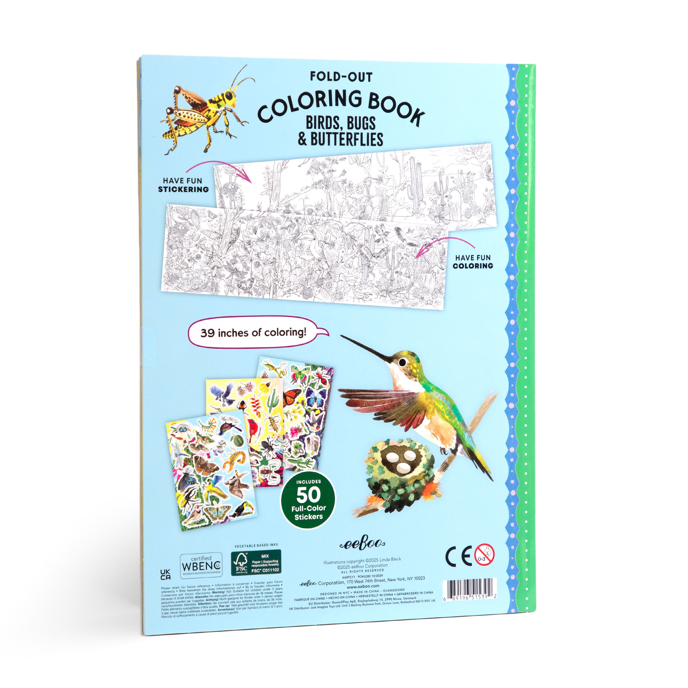 Bugs, Birds, & Butterflies Fold-Out Coloring Book