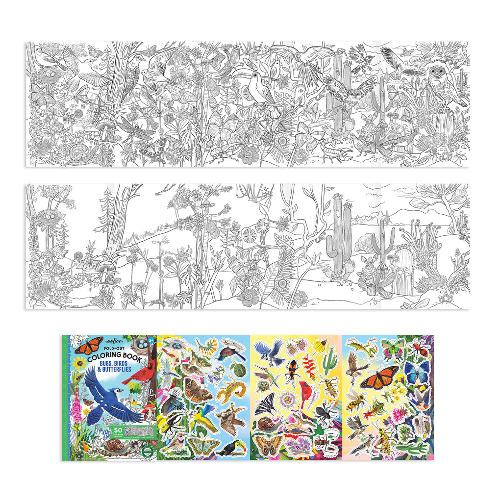 Bugs, Birds, & Butterflies Fold-Out Coloring Book