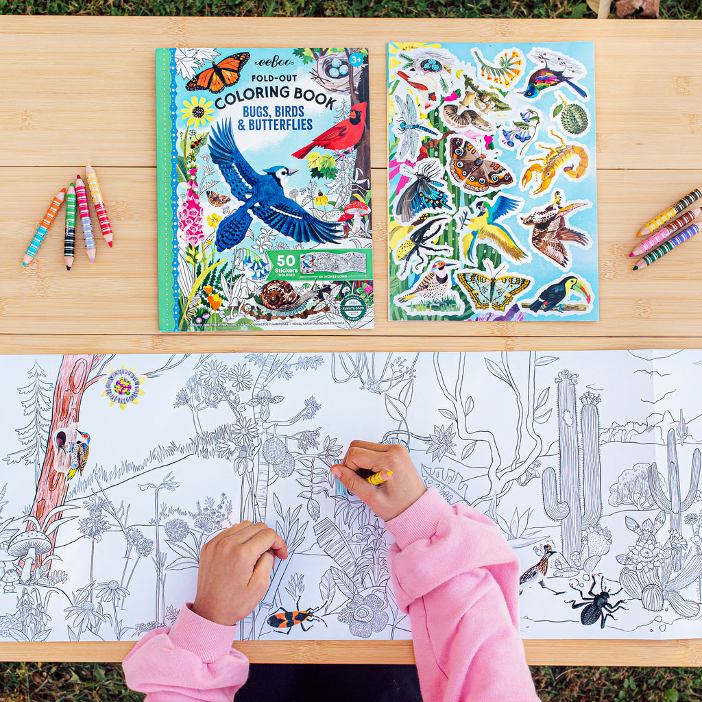 Bugs, Birds, & Butterflies Fold-Out Coloring Book