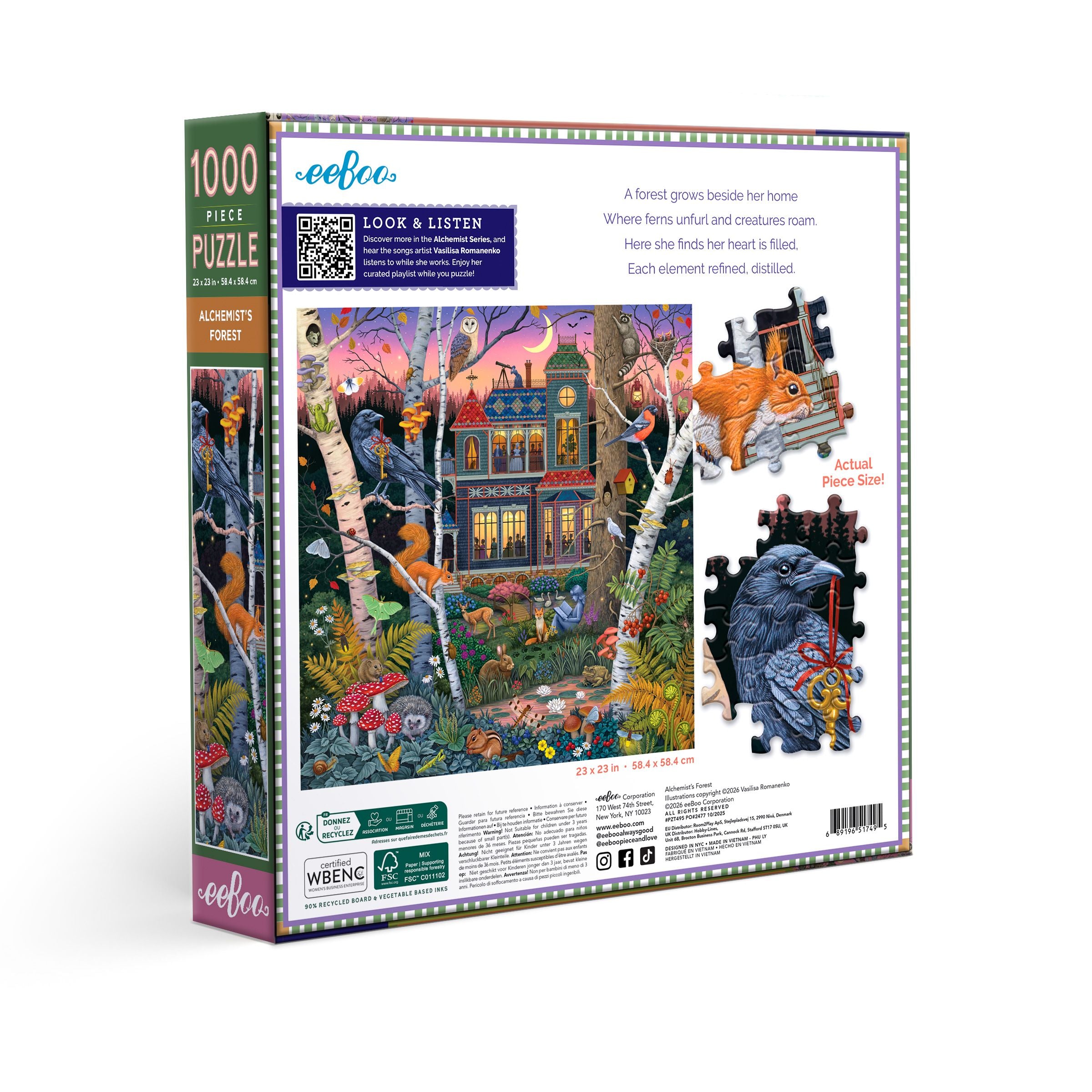 Jigsaw puzzle packaging with forest scene illustration. Alchemist's Forest 1000 Piece Puzzle