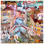 Colorful mosaic of a Venetian canal scene with buildings and gondolas. Artists in Venice Italy 1000 Piece Puzzle
