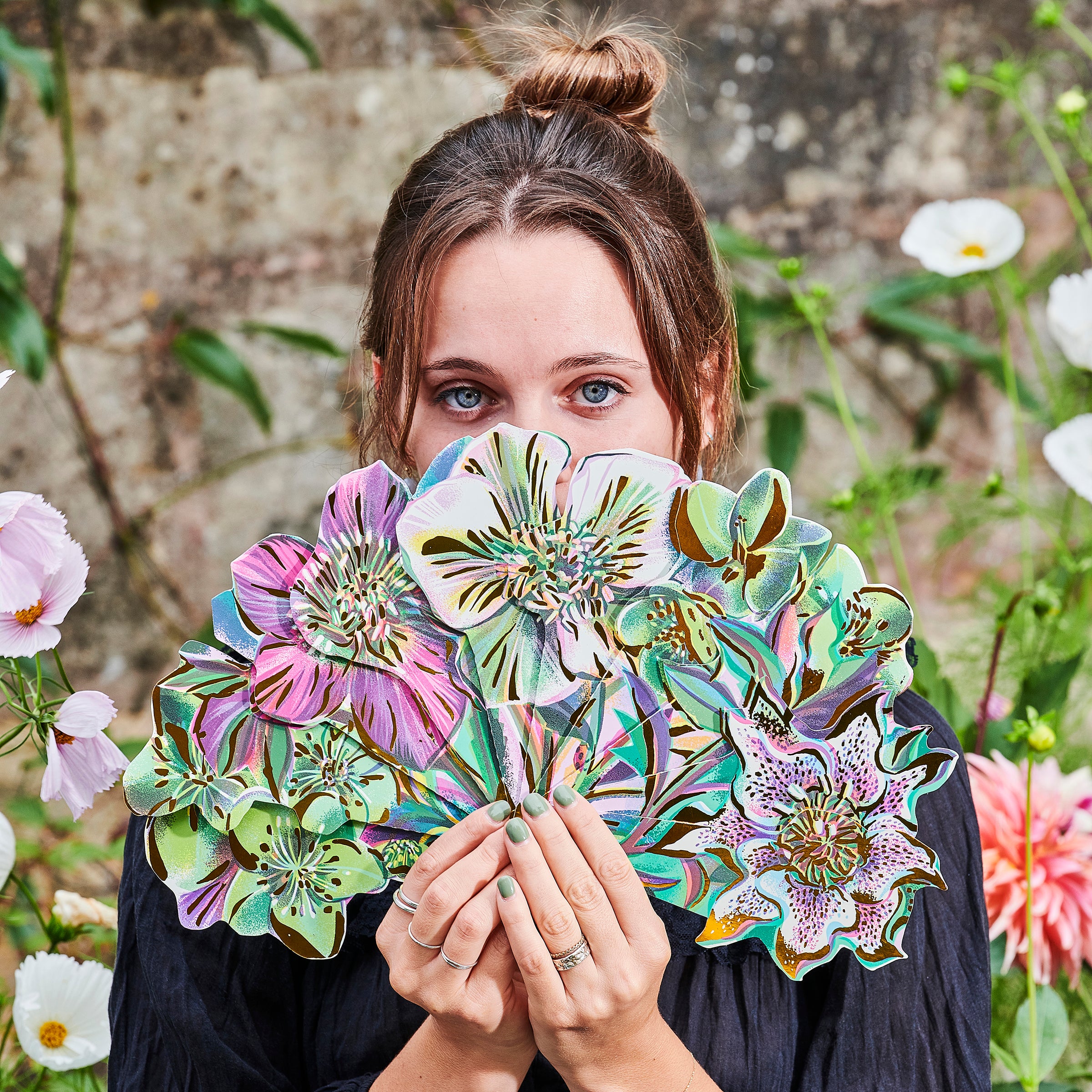 Artist Paper Fan Bundle Flowers (6)
