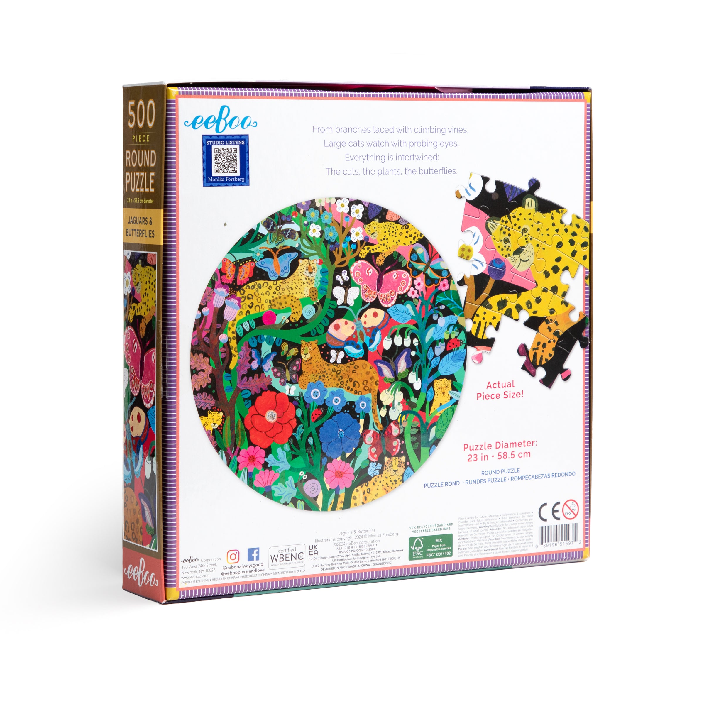 Jaguars and Butterflies 500 Piece Round Puzzle