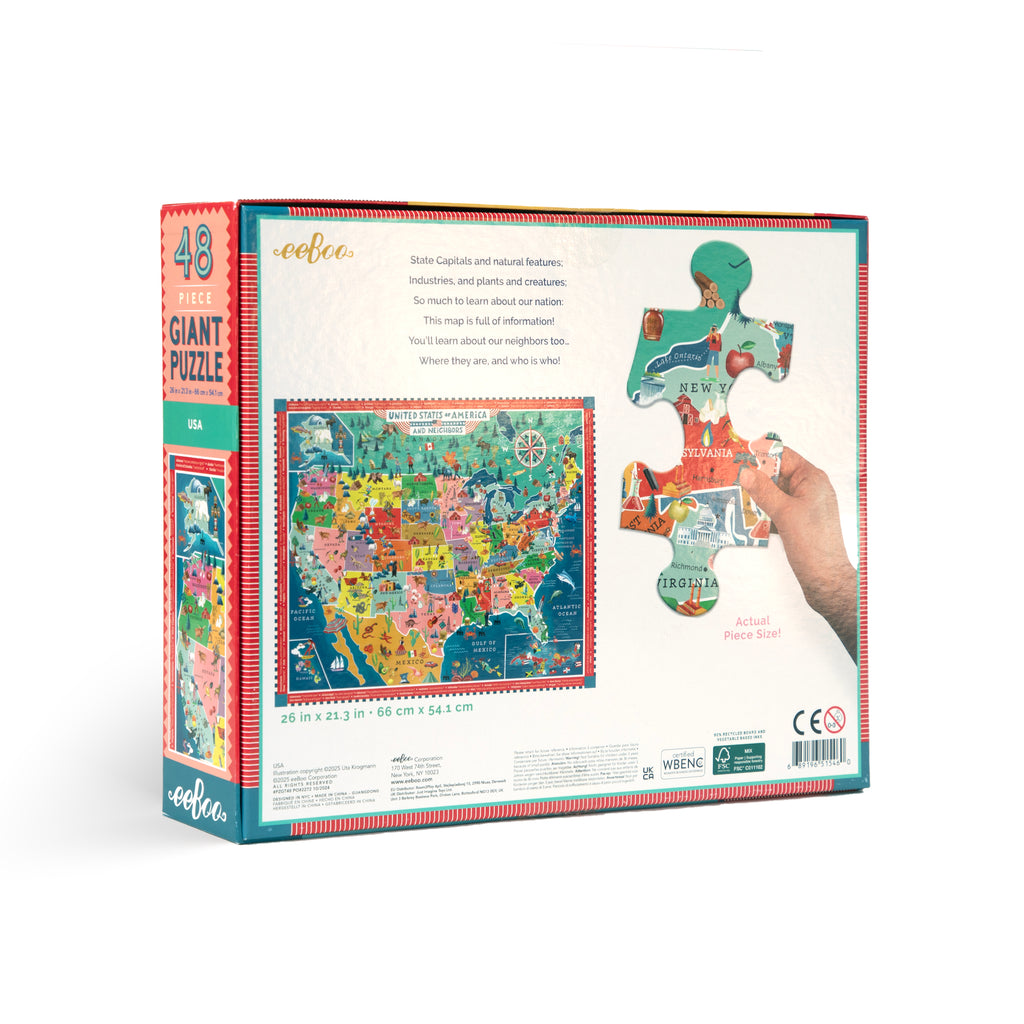 USA Map 48 Piece Giant Puzzle