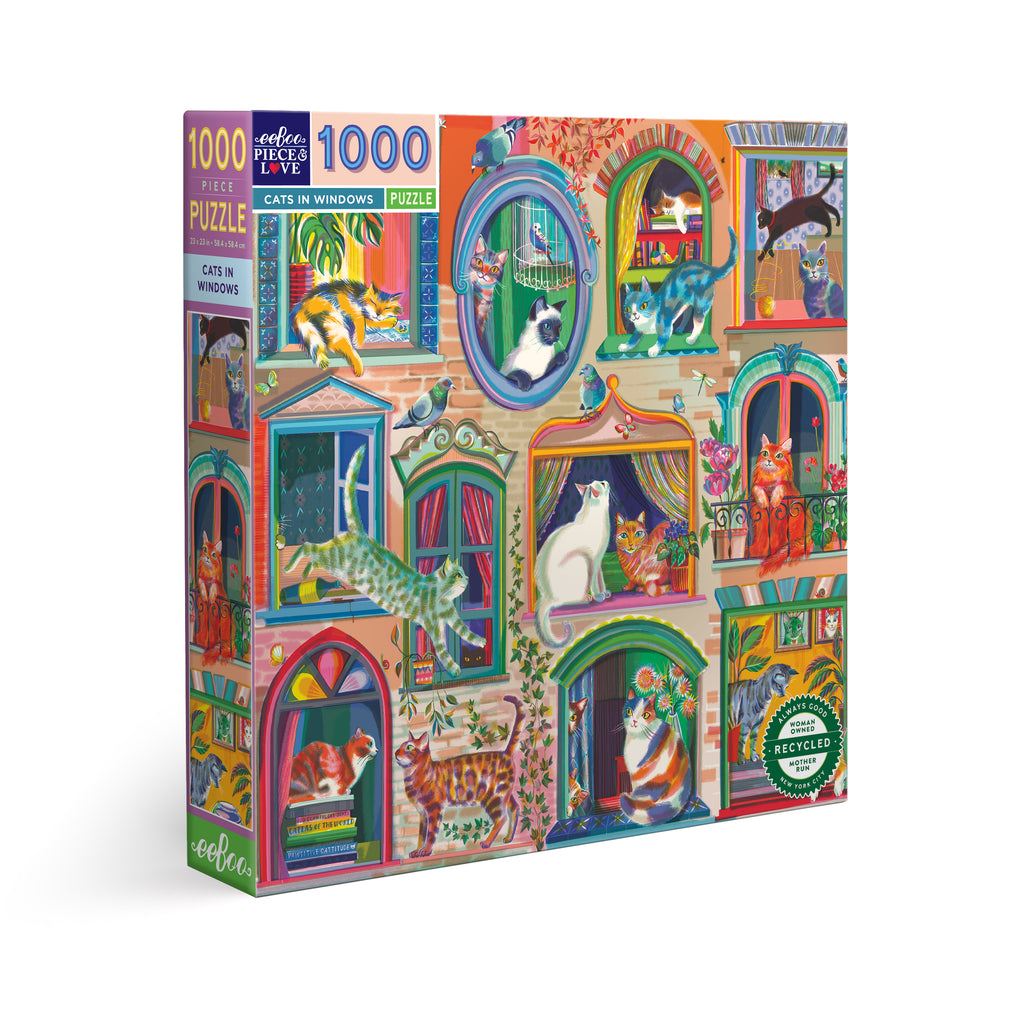 Cats in Windows 1000 Piece Square Puzzle