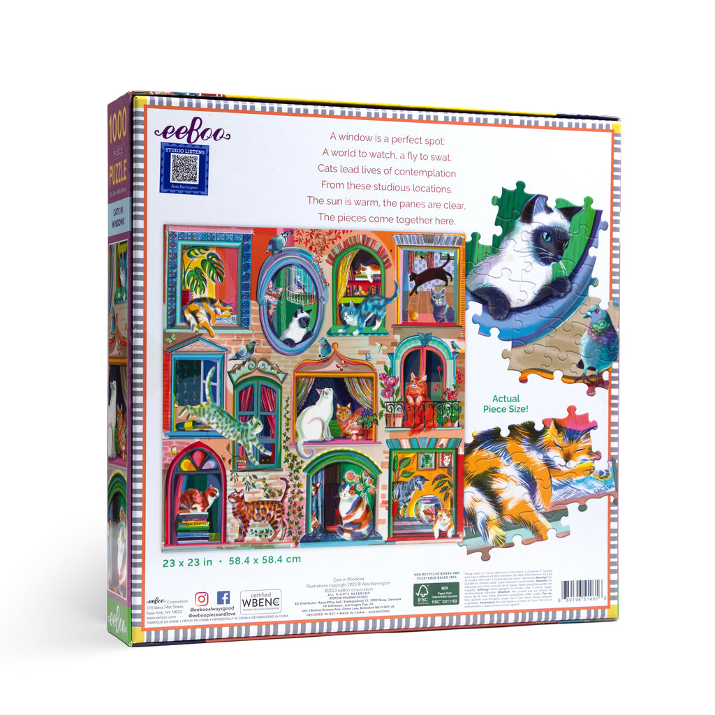 Cats in Windows 1000 Piece Square Puzzle