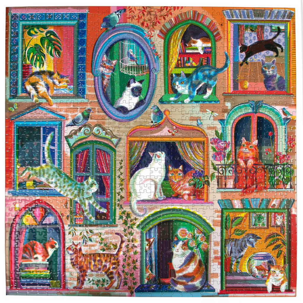 Cats in Windows 1000 Piece Square Puzzle